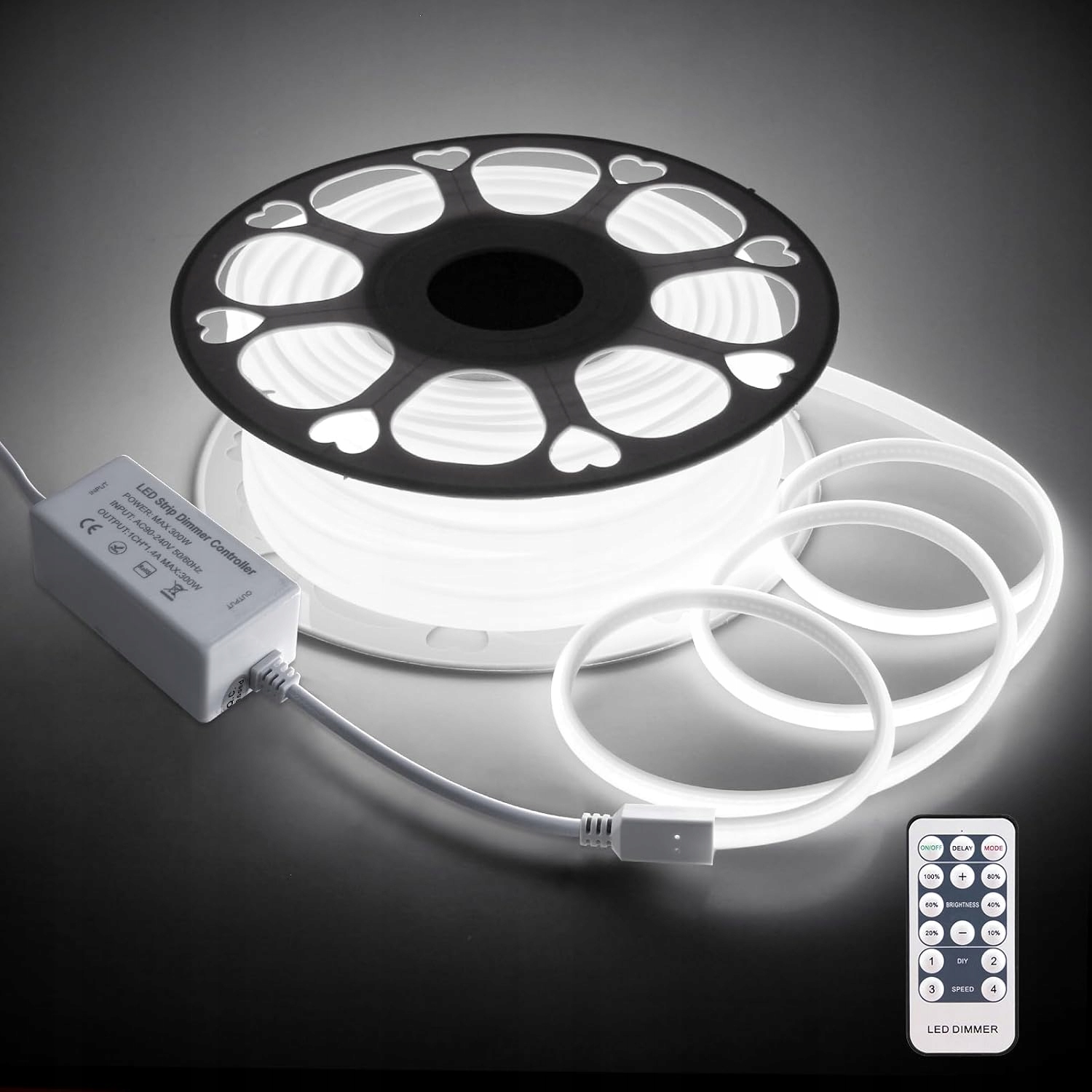 Led pásik Cob 30m 6000K vodotesný Led pásik 110V stmievateľný