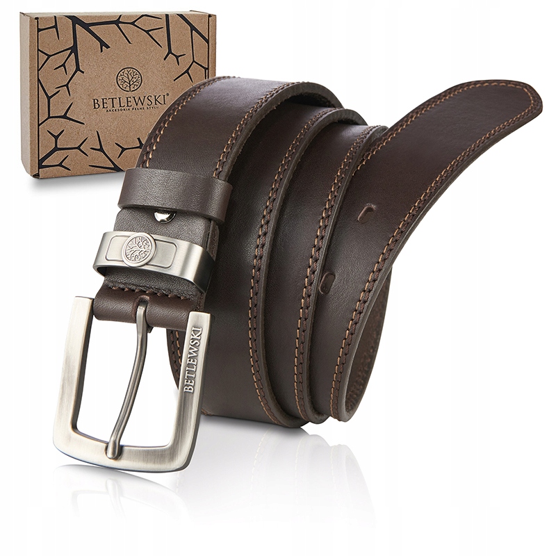 Betlewski Pasek do spodni skórzany szeroki mocna klamra codzienny
