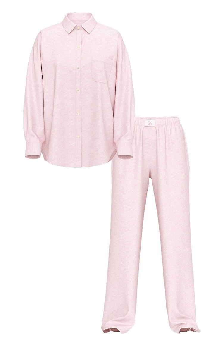 Dlouhé pyžamo z modalu a bavlny Victoria's Secret růžové Xs (s) Regular