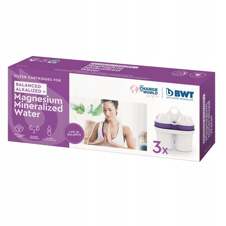Náhradní vodní filtry Bwt Alkalická voda hořčík pro filtrační konvice 3ks