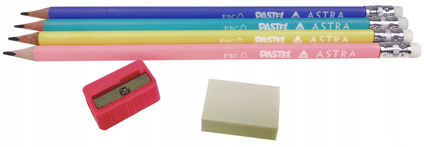 OŁÓWKI PASTEL HB GUMKA + TEMPERÓWKA BLISTER ASTRA Rodzaj ołówek z gumką