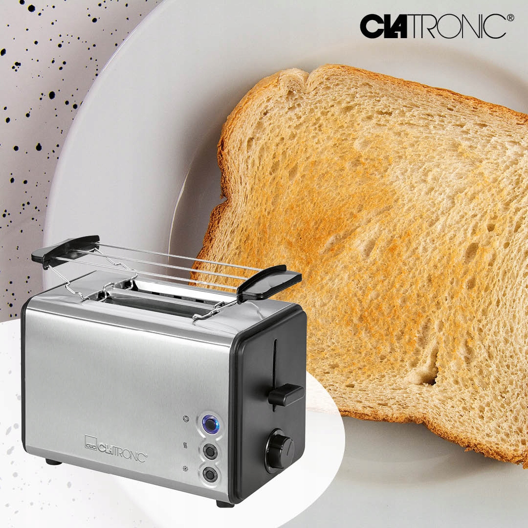 MOCNY TOSTER OPIEKACZ DO TOSTÓW KANAPEK 2 TOSTY INOX ZE STALI 850W Marka Clatronic