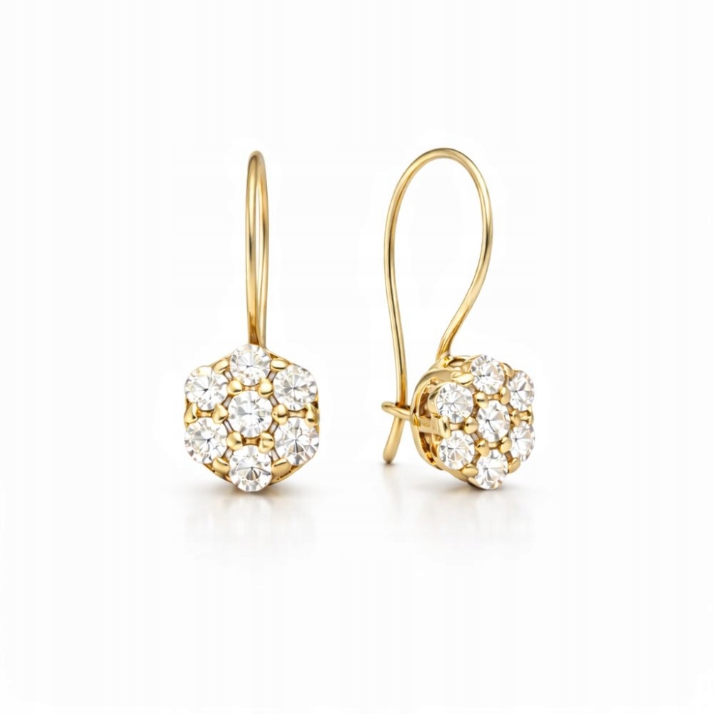 Náušnice Pro Dívku Zlaté 585 S Bílými Zirkony Na Bižuterii