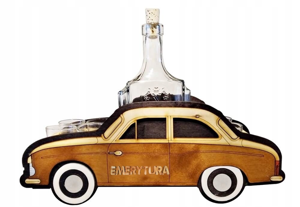 

Kieliszki karafka auto Syrena na Emeryturę