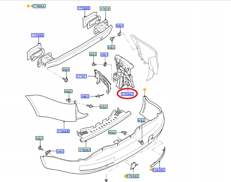 Skluz Zadního Nárazníku Pravý S-max/galaxy 06-10 1598534 6M21-17E850-AG
