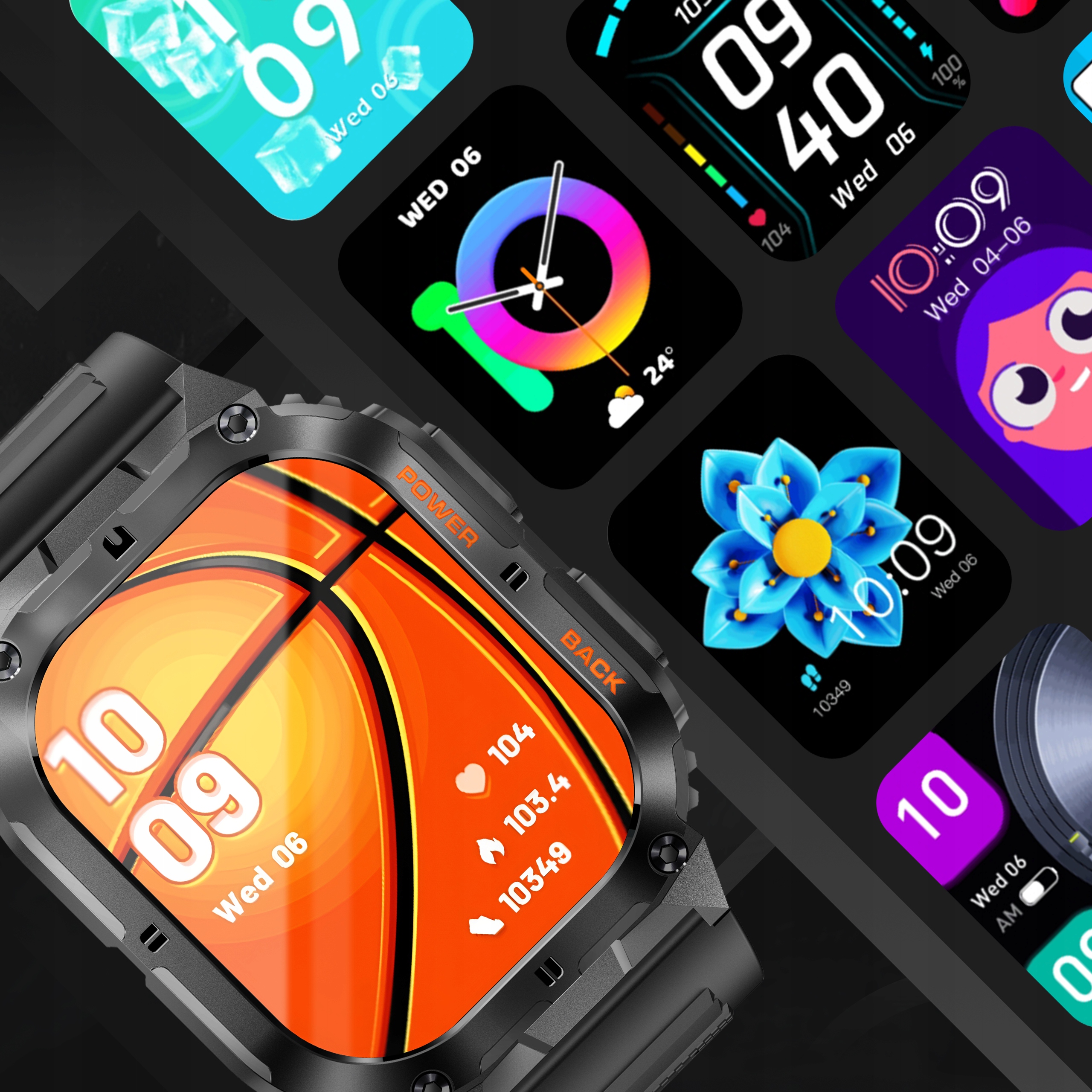SMARTWATCH ZEGAREK MĘSKI MENU PL SPORT PULS ROZMOWY SMART WATCH WODOODPORNY Wodoszczelność tak