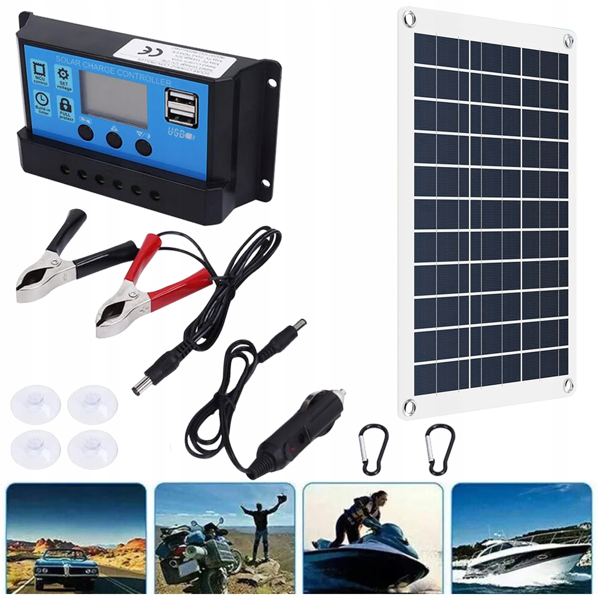 Panel Solarny 300W Regulator 12V 60A Bateria Słoneczny Prostownik Ładowarka