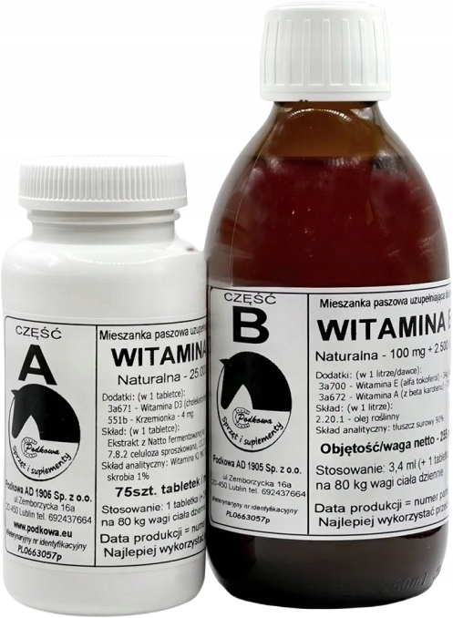 Podkowa Komplet Witamin D3 25.000 Iu K2 300 mcg E 100 mg A 2.500 Iu