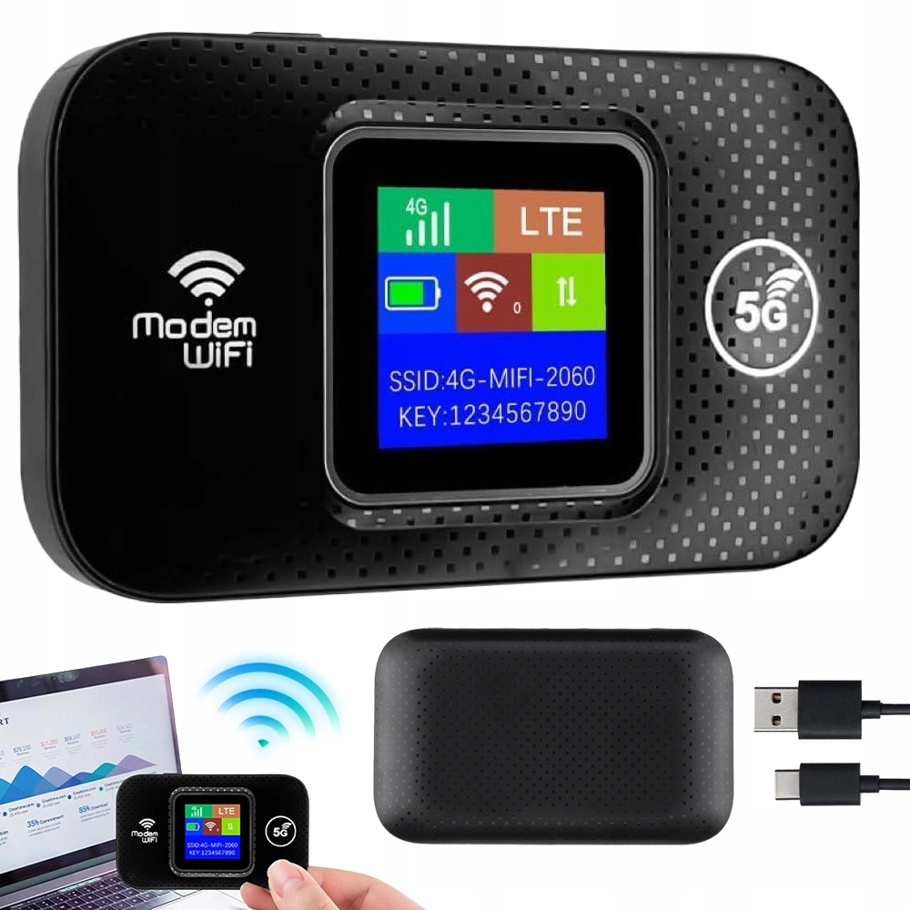 Przenośny Mobilny Router Bezprzewodowy Wifi 4G 4 Godziny Pracy Na Baterii