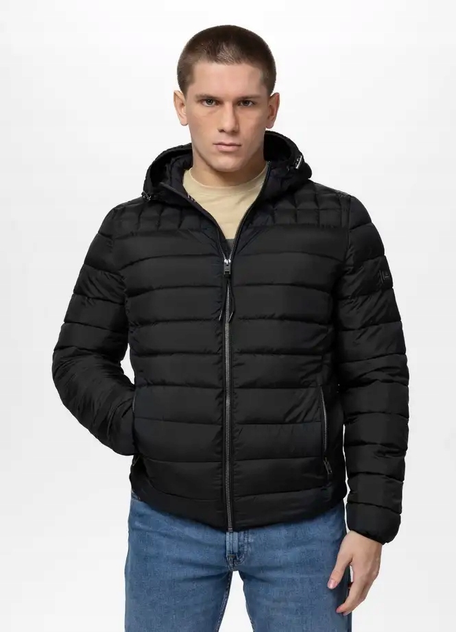 Přechodová prošívaná bunda s kapucí Foothill Černá Pit Bull XXL