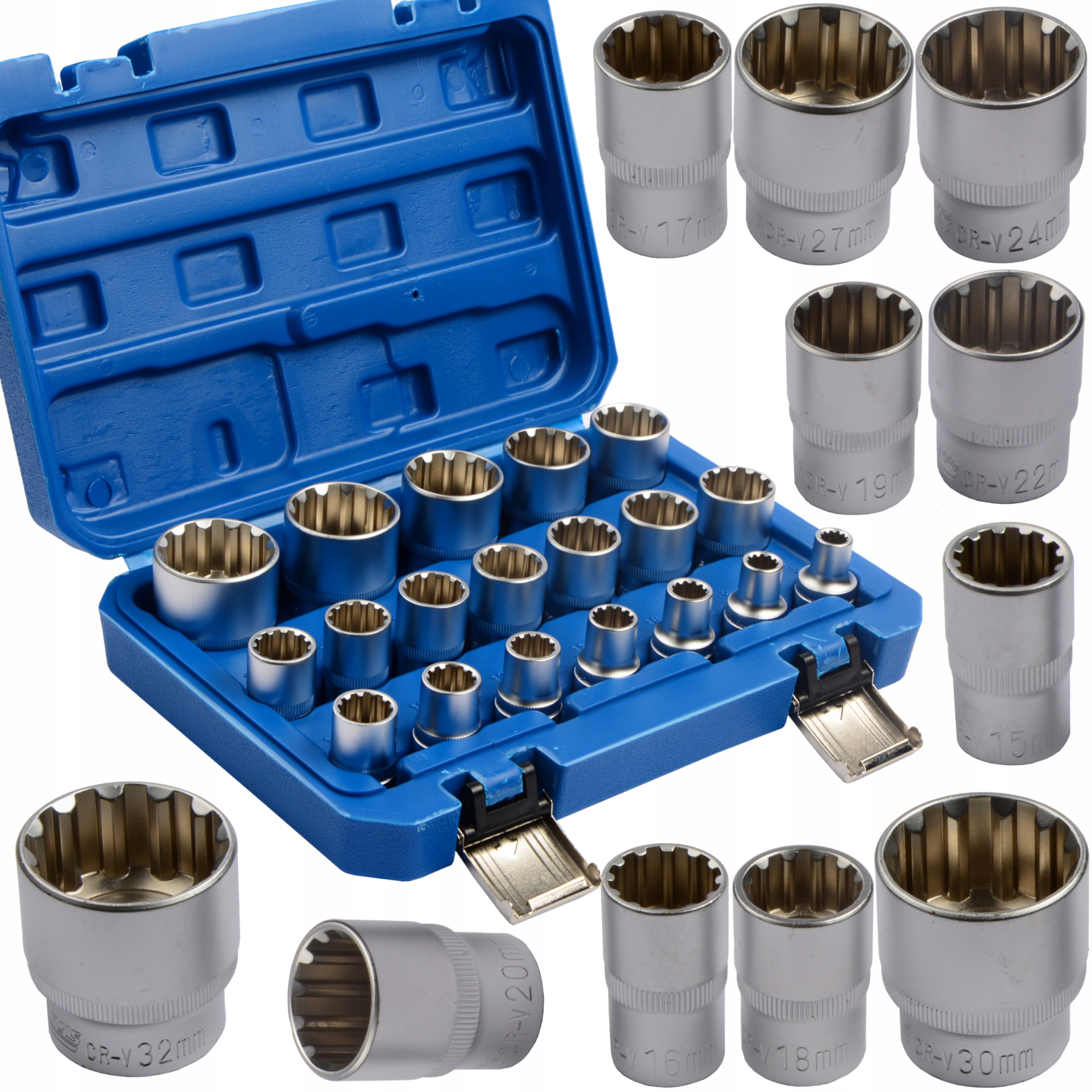 Dvanáctihranné Nástavce Spline 12-ÚHELNÍKOVÉ 8-32 mm 19el.