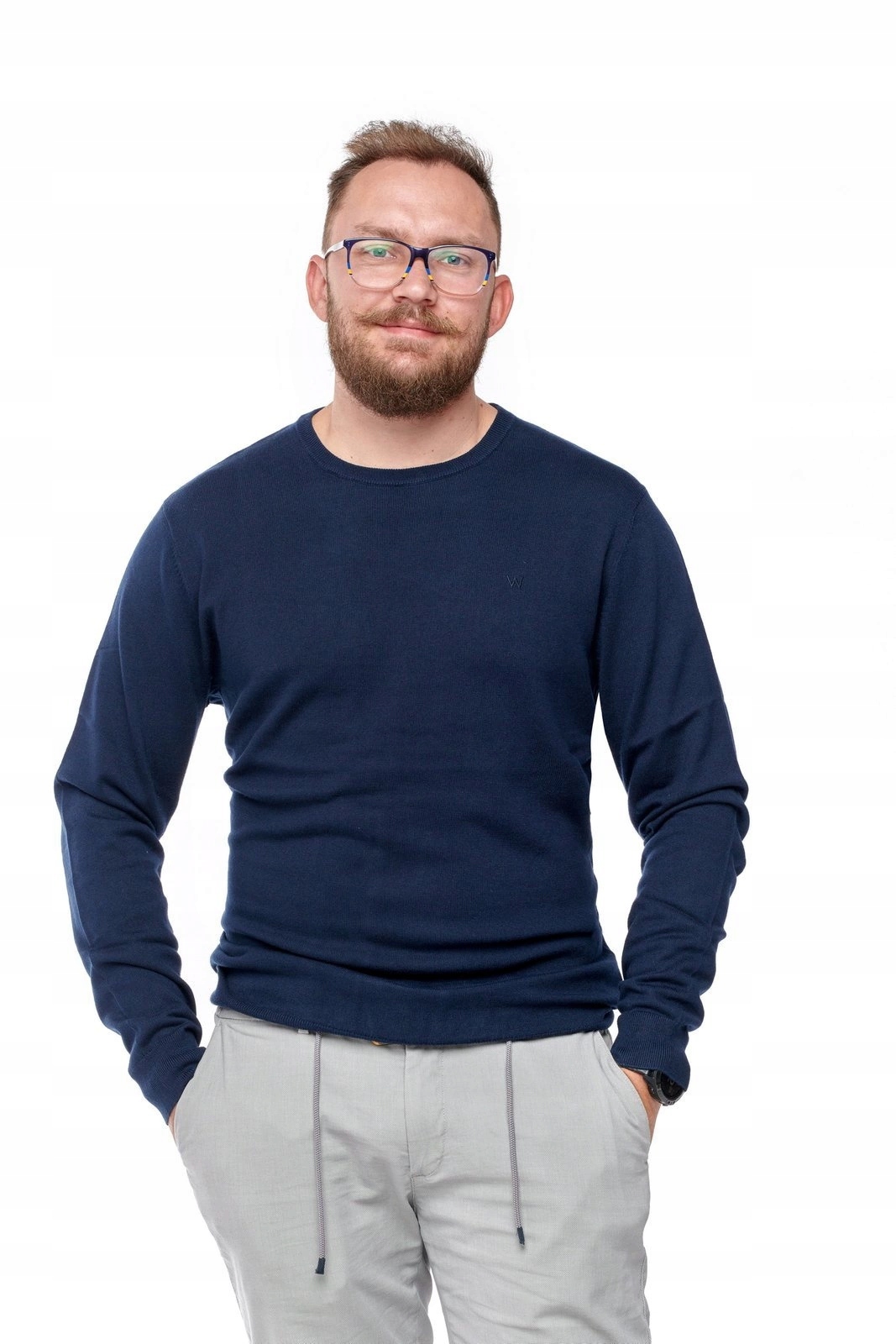 Pánský svetr Wrangler Crew Knit Navy W8567PD35 XXL