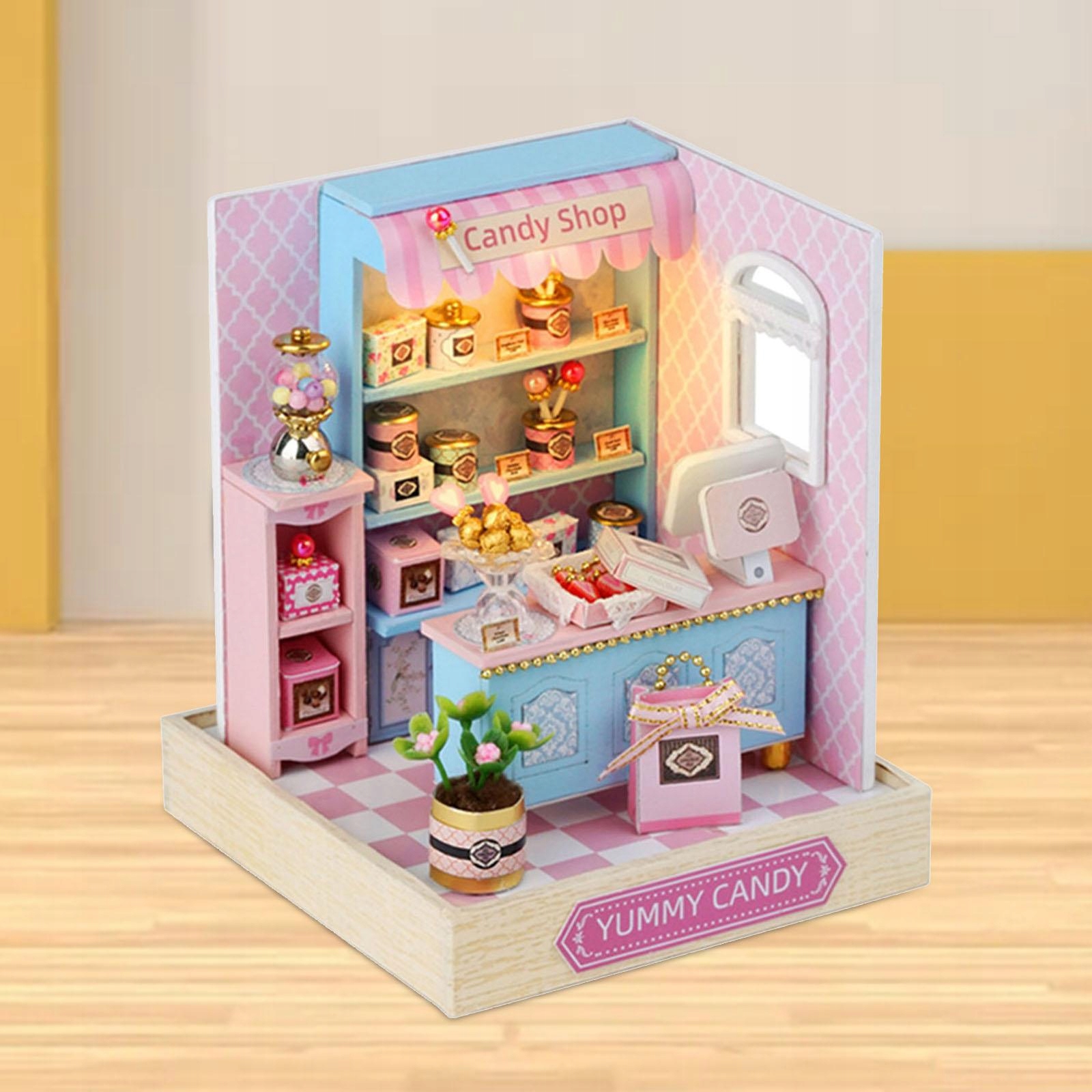 Miniatiūrinis lėlių namelis „Miniatiūriniai rinkiniai z pysznymi“ DIY rinkinys, 11,5 cm × 9 cm × 9 cm, kūrybiniam surinkimui detalės