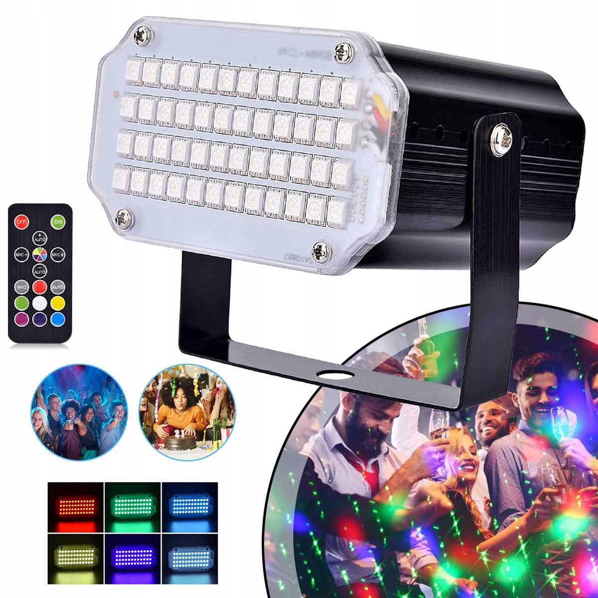 REFLEKTOR SCENICZNY DISCO LED, RGB LAMPY SCENICZNE STROBOSKOPOWE NA IMPREZY