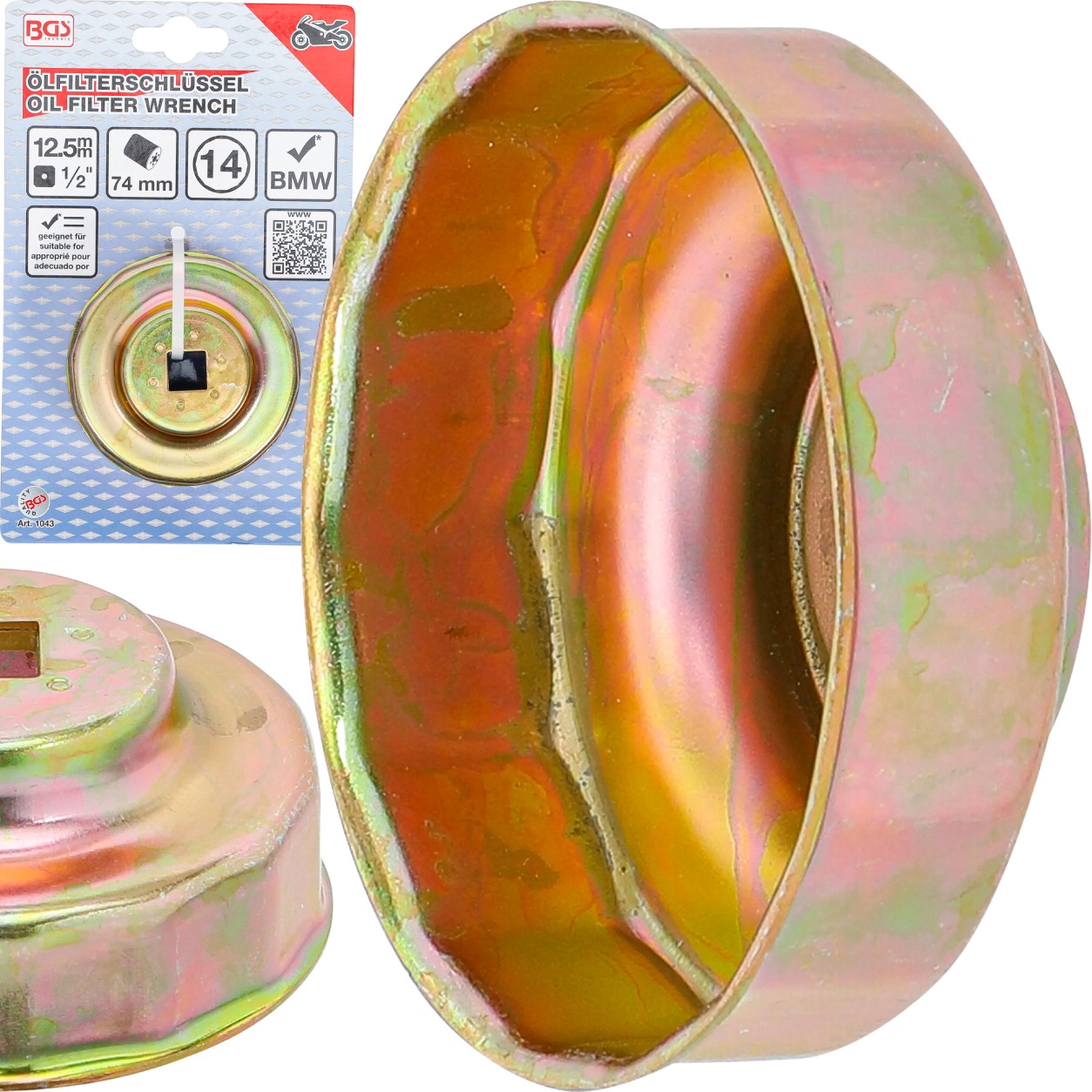 Klucz do filtrów oleju 74/14mm motocykli Bmw 14-kątny 1/2" BGS-Germany