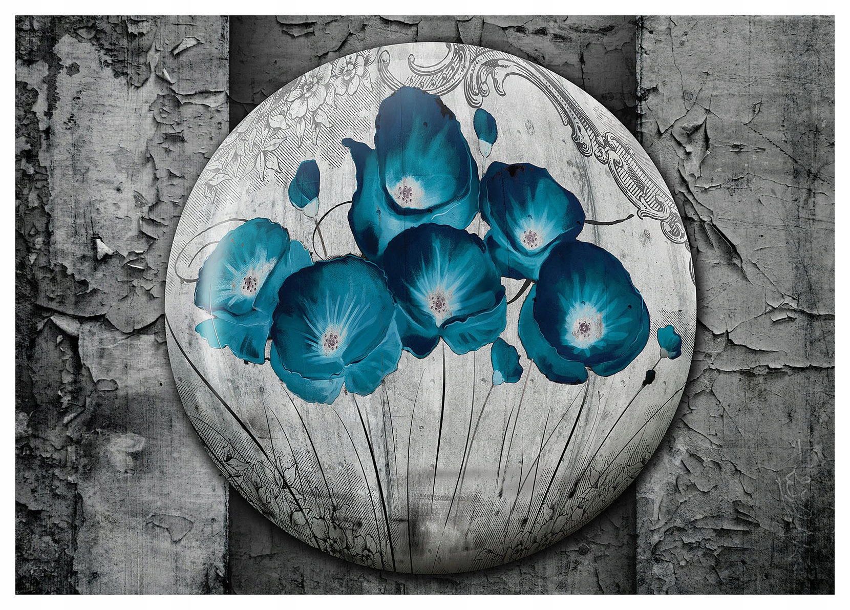 Vliesová fototapeta Modré květy na pozadí prasklin 368x254 lepidlo