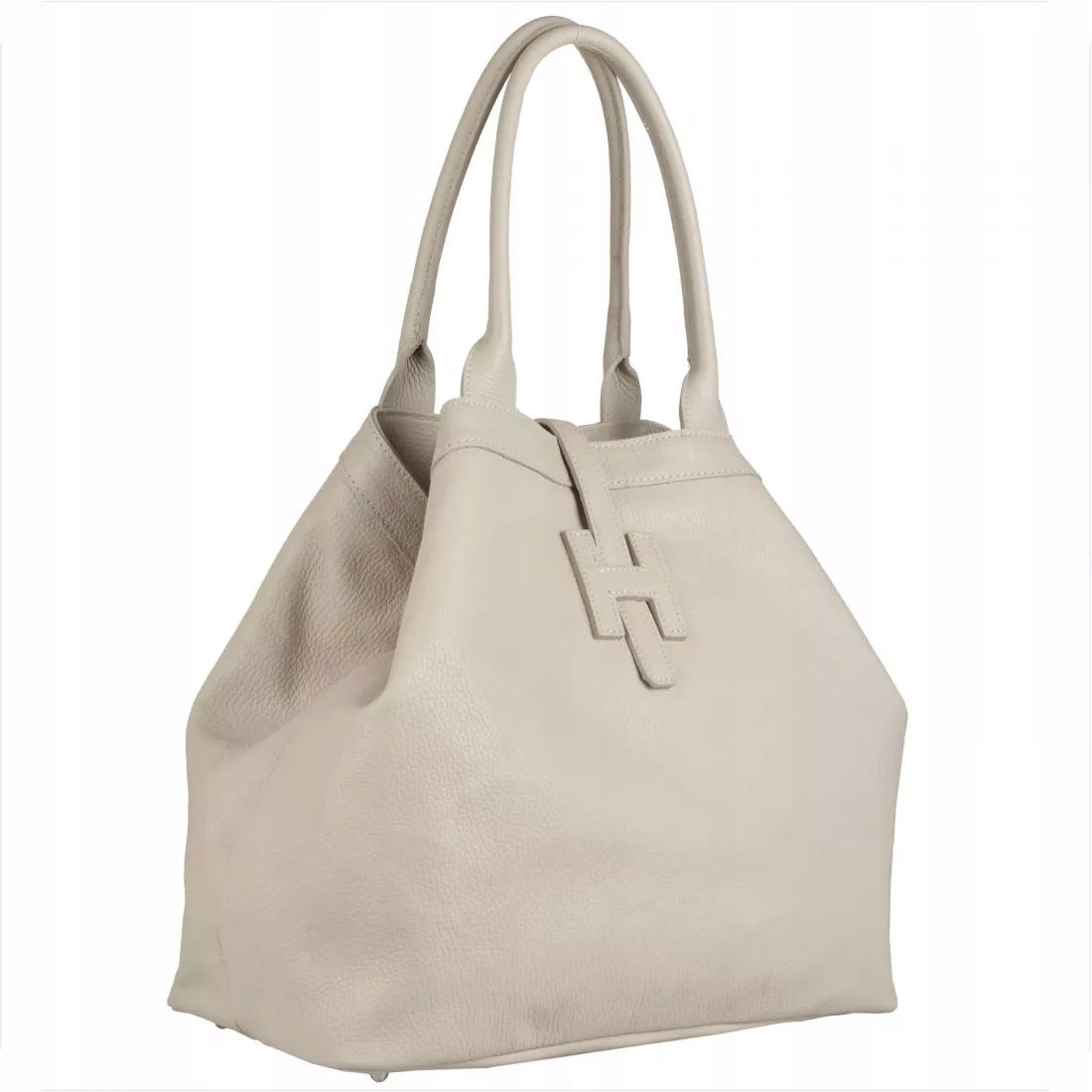 Kabelka shopper prostorná kožená XL světle béžová