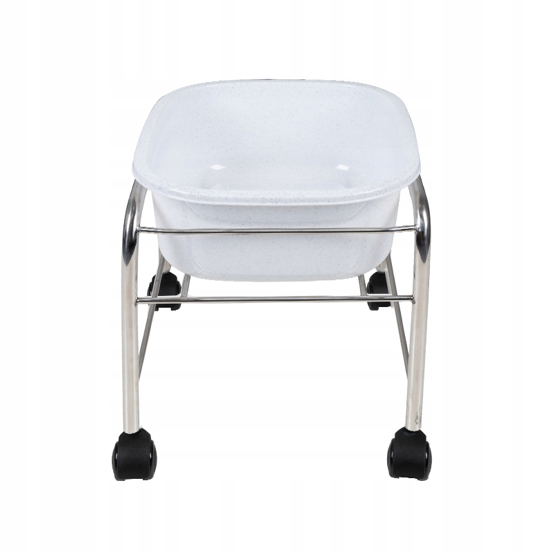 Sprchová vanička na pedikúru jednoduchá s kolečky, chrom