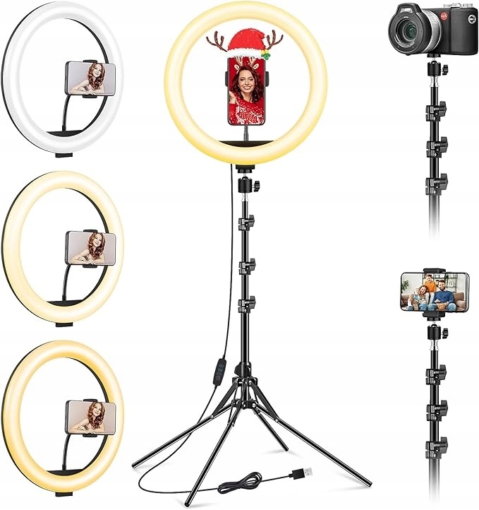 LAMPA PIERŚCIENIOWA LED RING DO MAKIJAŻU SELIE UCHWYT NA TELEFON STATYW 40W