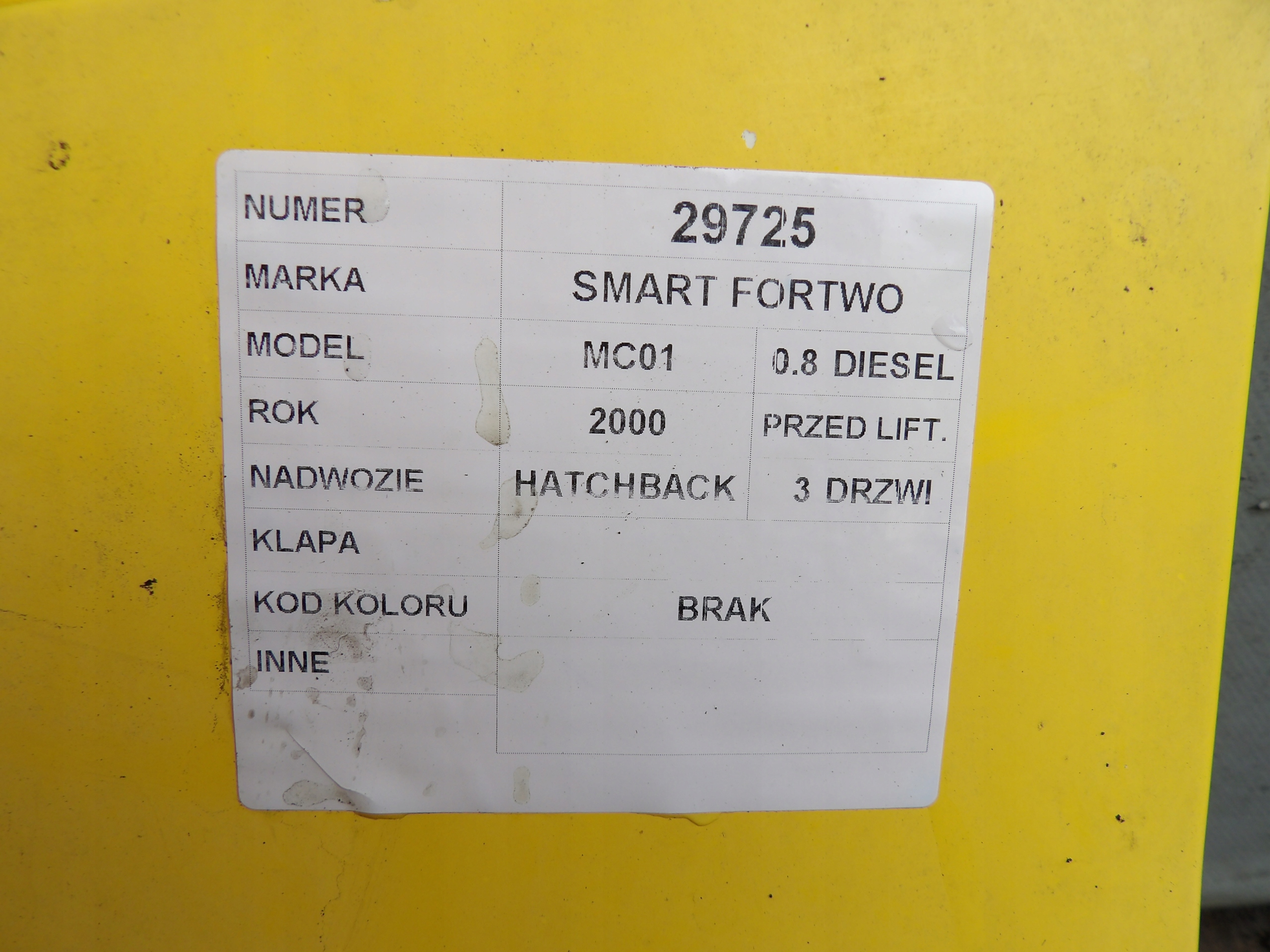 Smart Fortwo MC01 boot doors 0,8D