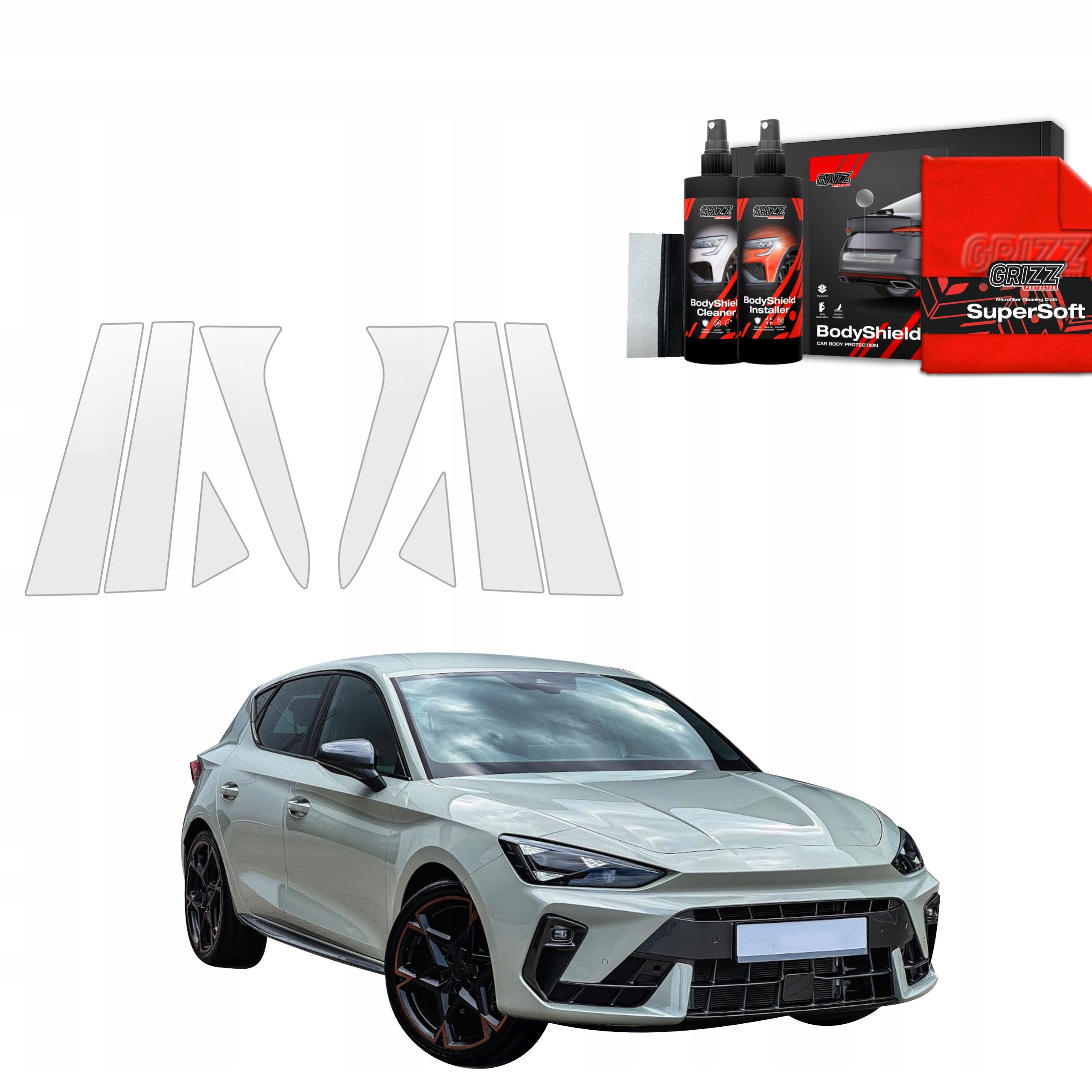 8v1 Fólie Ppf dýha na sloupky pro Cupra Leon Hatchback (2024-2025)