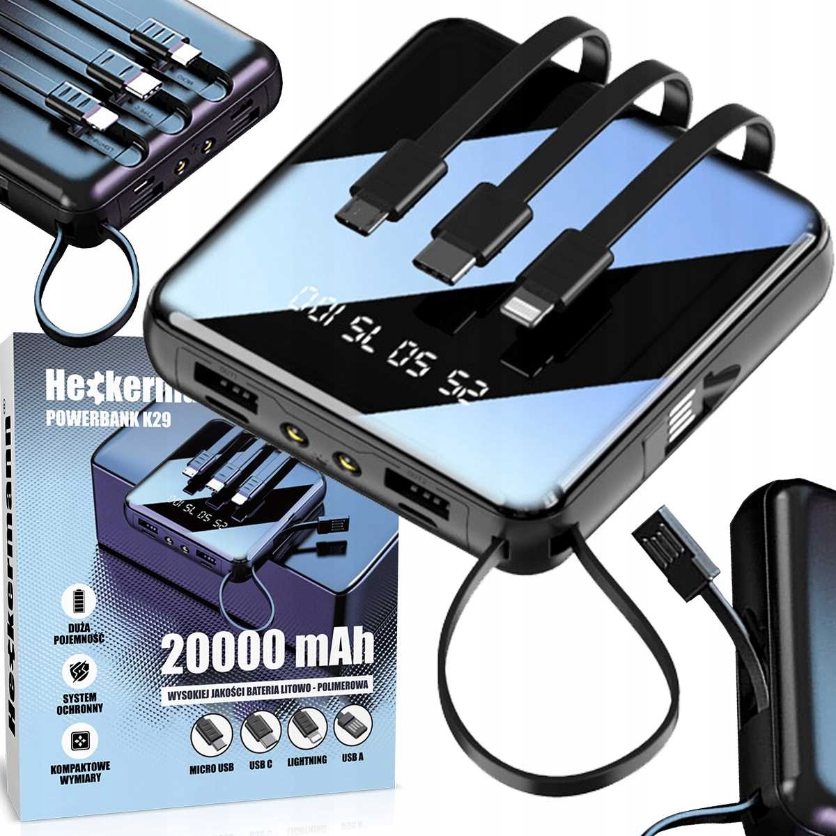 OUTLET POWERBANK ŁADOWARKA 20000 mAh 2A USB KABLE