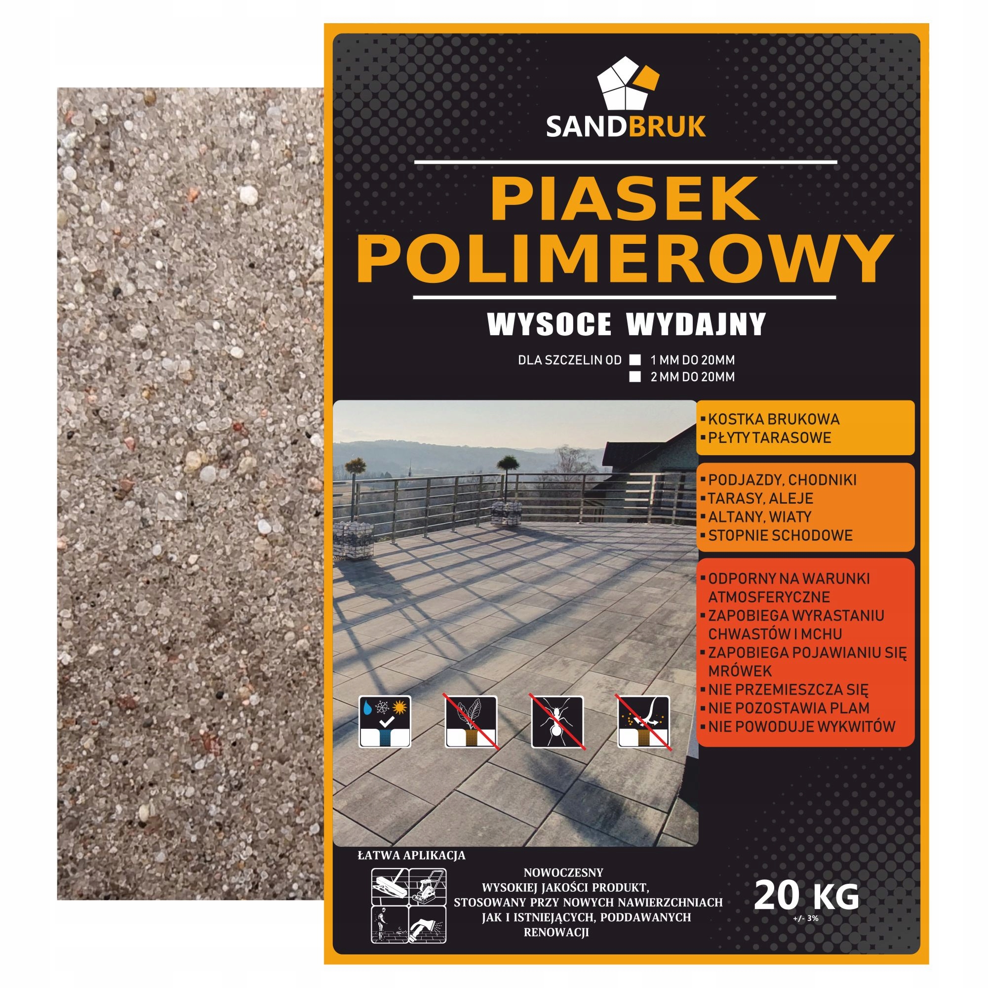 Piasek Polimerowy SandBruk Fuga Do Kostki Brukowej Płyt Beżowy 10 kg..