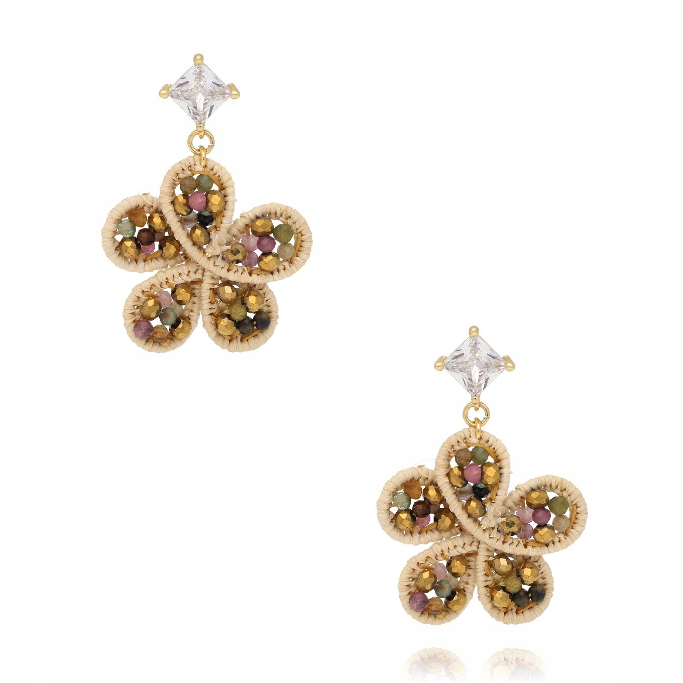 Náušnice dámské vícebarevné By Dziubeka turmalín květina