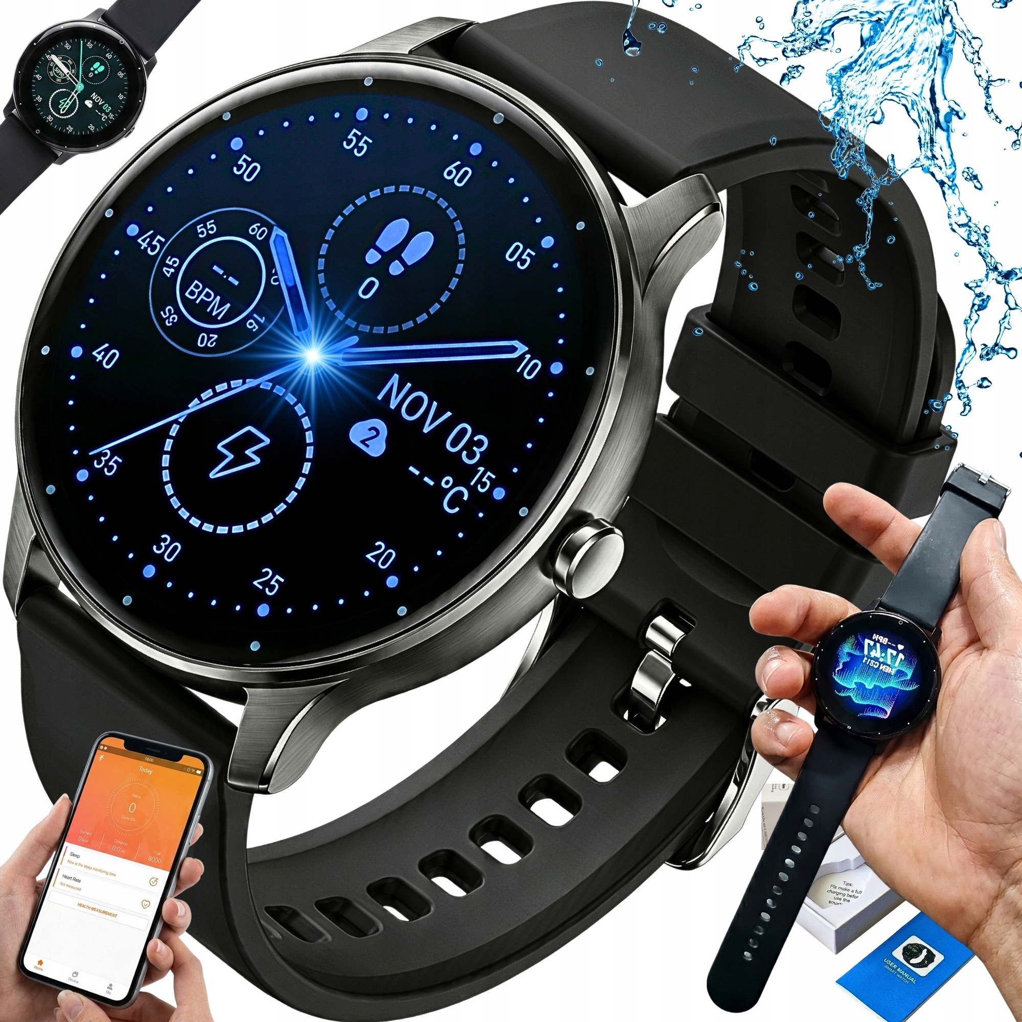 Smartwatch Męski Zegarek Wodoodporny Rozmowy Bluetooth Fitness Smart Watch