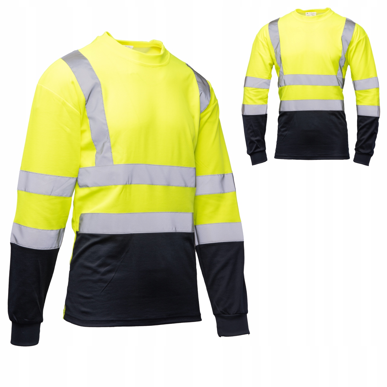 Koszulka robocza MĘSKA DŁUGI RĘKAW ODBLASKOWA DO PRACY PRZEWIEWNA BHP r.L