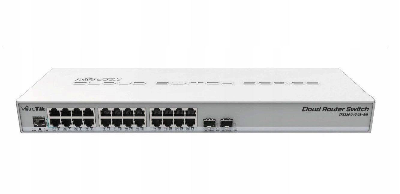 MikroTik Cloud Router Switch CRS326-24G-2S+RM, 800MHz Cpu, 512MB, 24xGLAN,