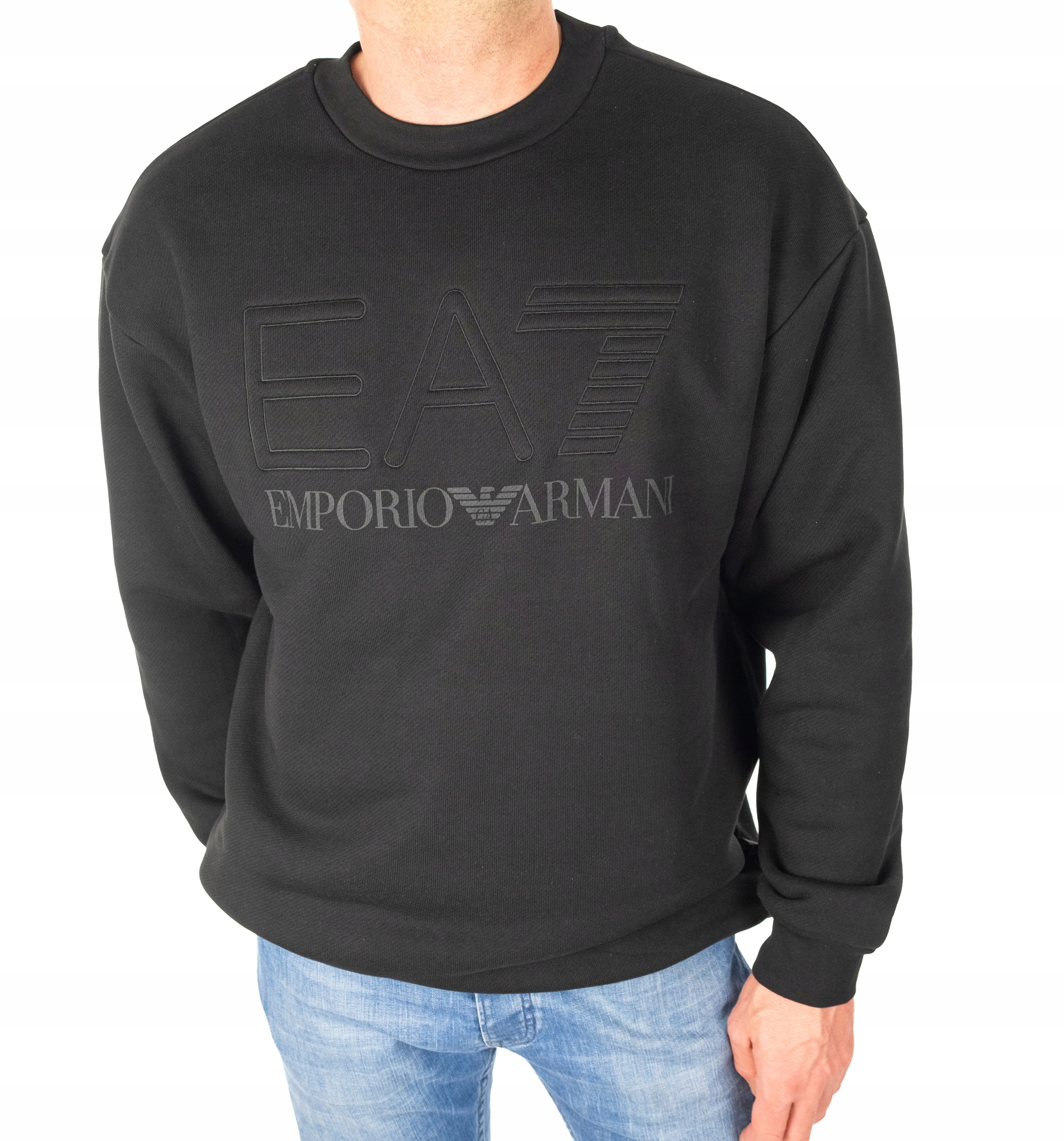 Bluza EA7 Emporio Armani Loose Fit Oversize Męska Dyskretne Logo Czarna M