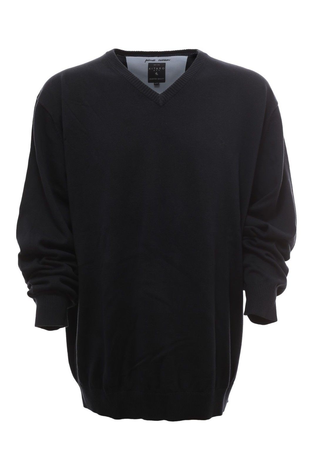 Kitaro Velké Velikosti V-neck Svetr Černý 3XL 128 cm