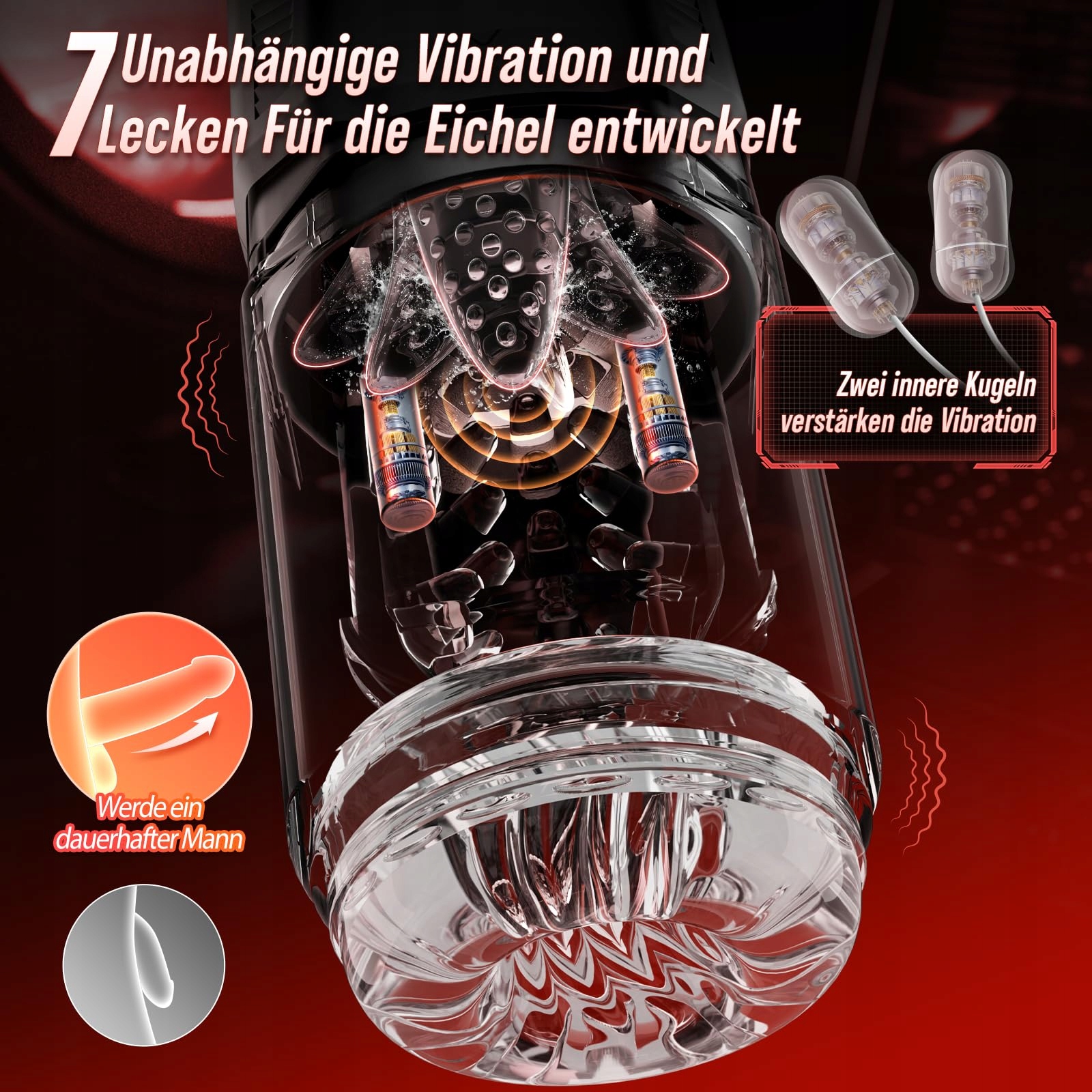 KI-INTERAKTION Masturbator: 7 Funkcji Teleskopowych i Wibracji — miniatura 3