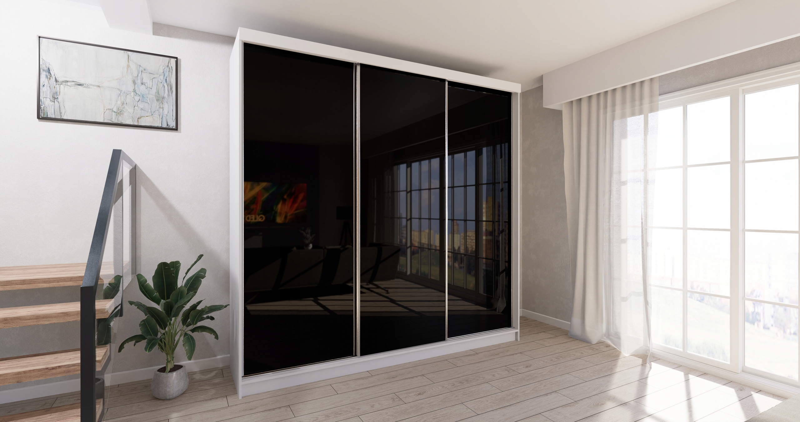 Szafa Przesuwna PARIS 278 z 4 szufladami Głębokość mebla 62 cm