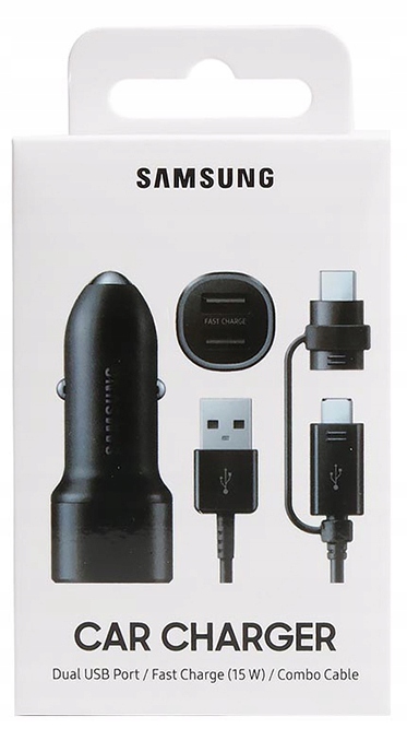 ORYGINALNA ŁADOWARKA SAMOCHODOWA SAMSUNG 15w 2XUSB + kabel