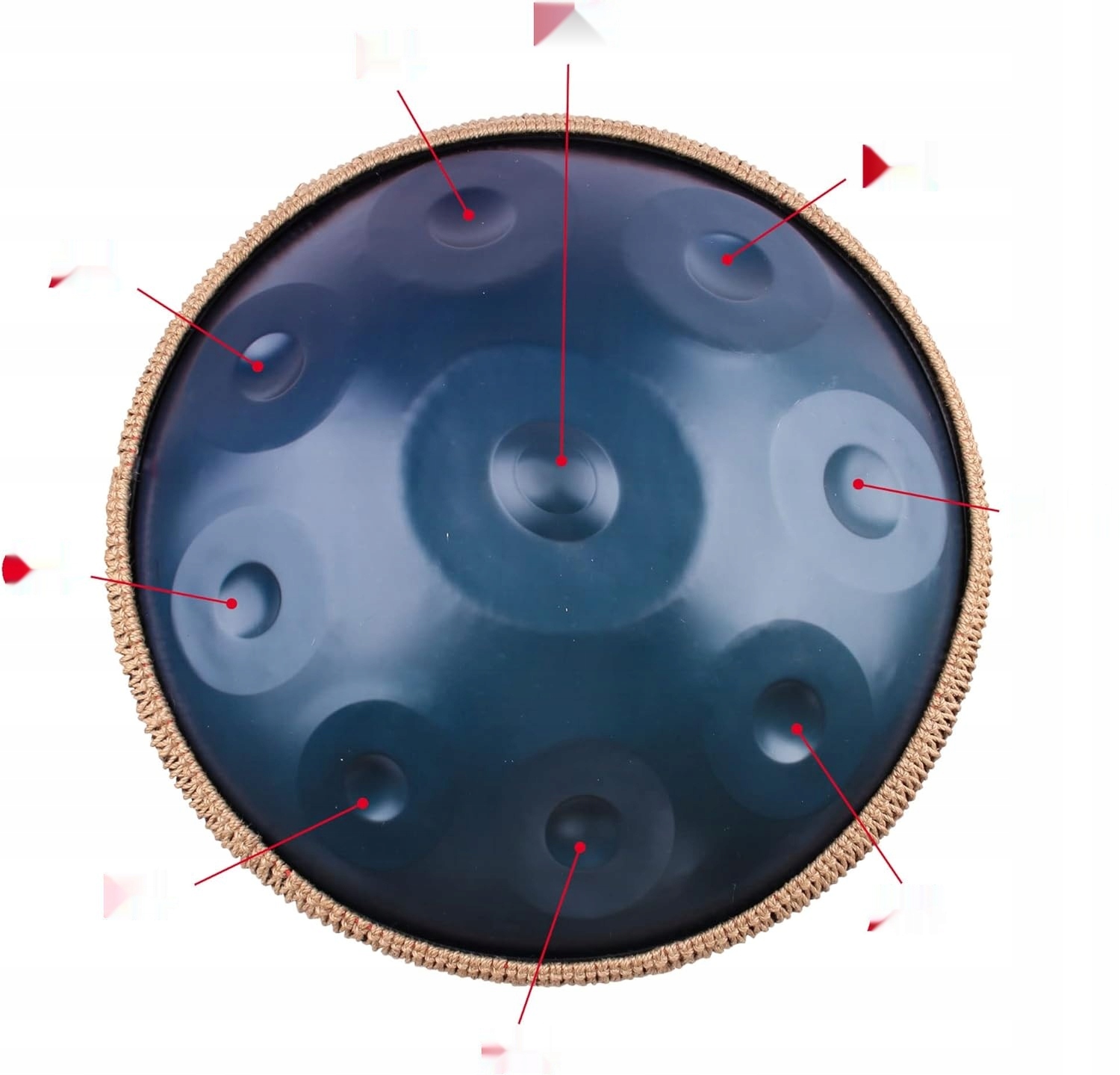 Niebieski Harmonijny Drum Handpan 9 Tonów,22-calowy Hand Pan /1 Kod producenta Drum Handpan w d-moll