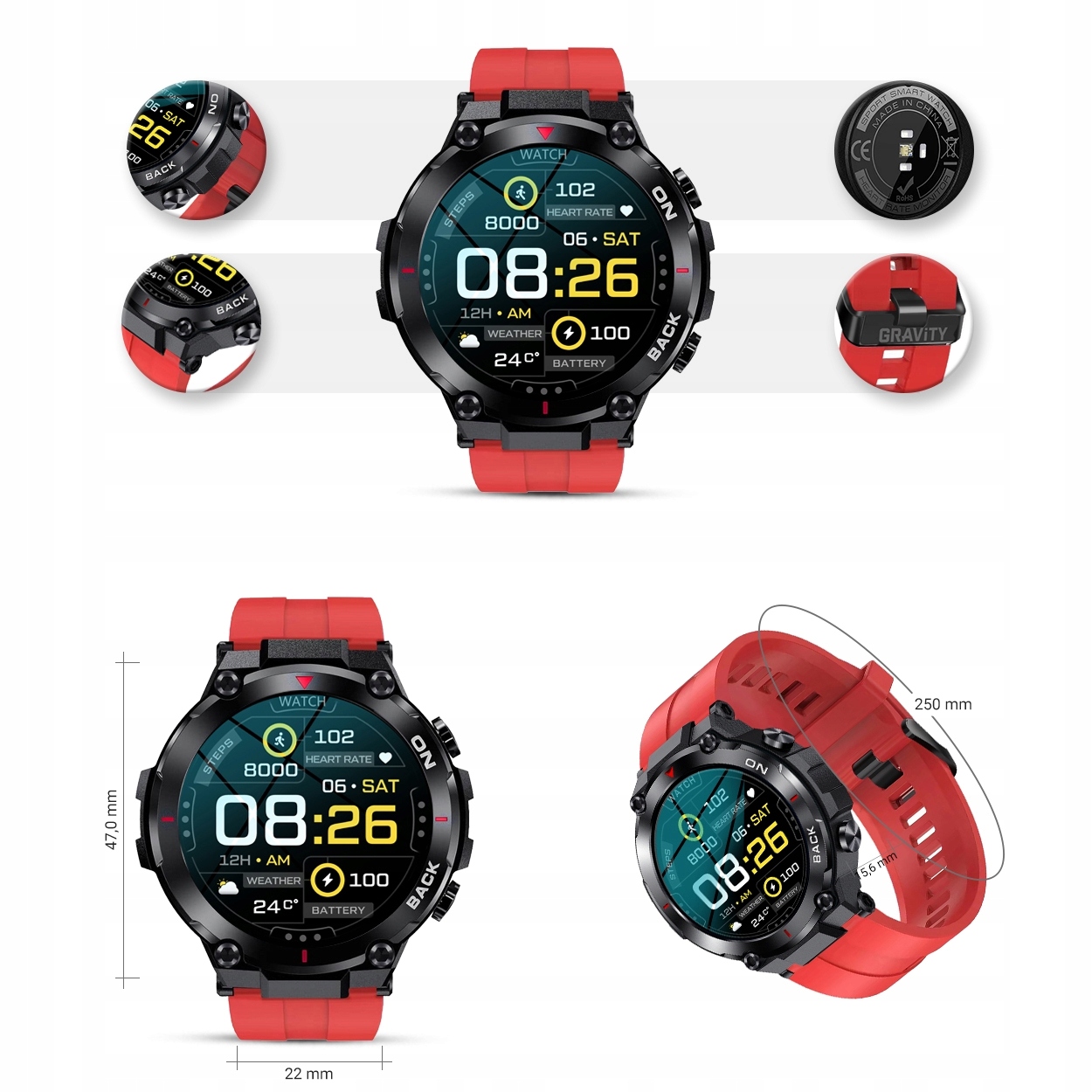 Smartwatch Gravity GT8-5 Komunikacja Bluetooth