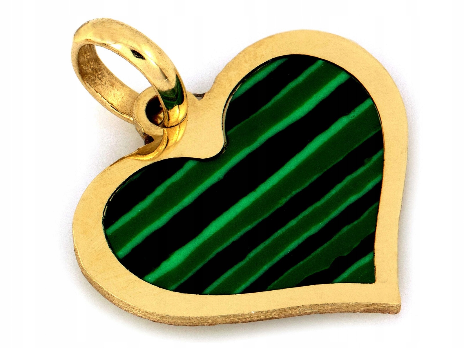Přívěsek zlaté srdce s malachitem 585 srdíčko zelený kámen srdce 14kt