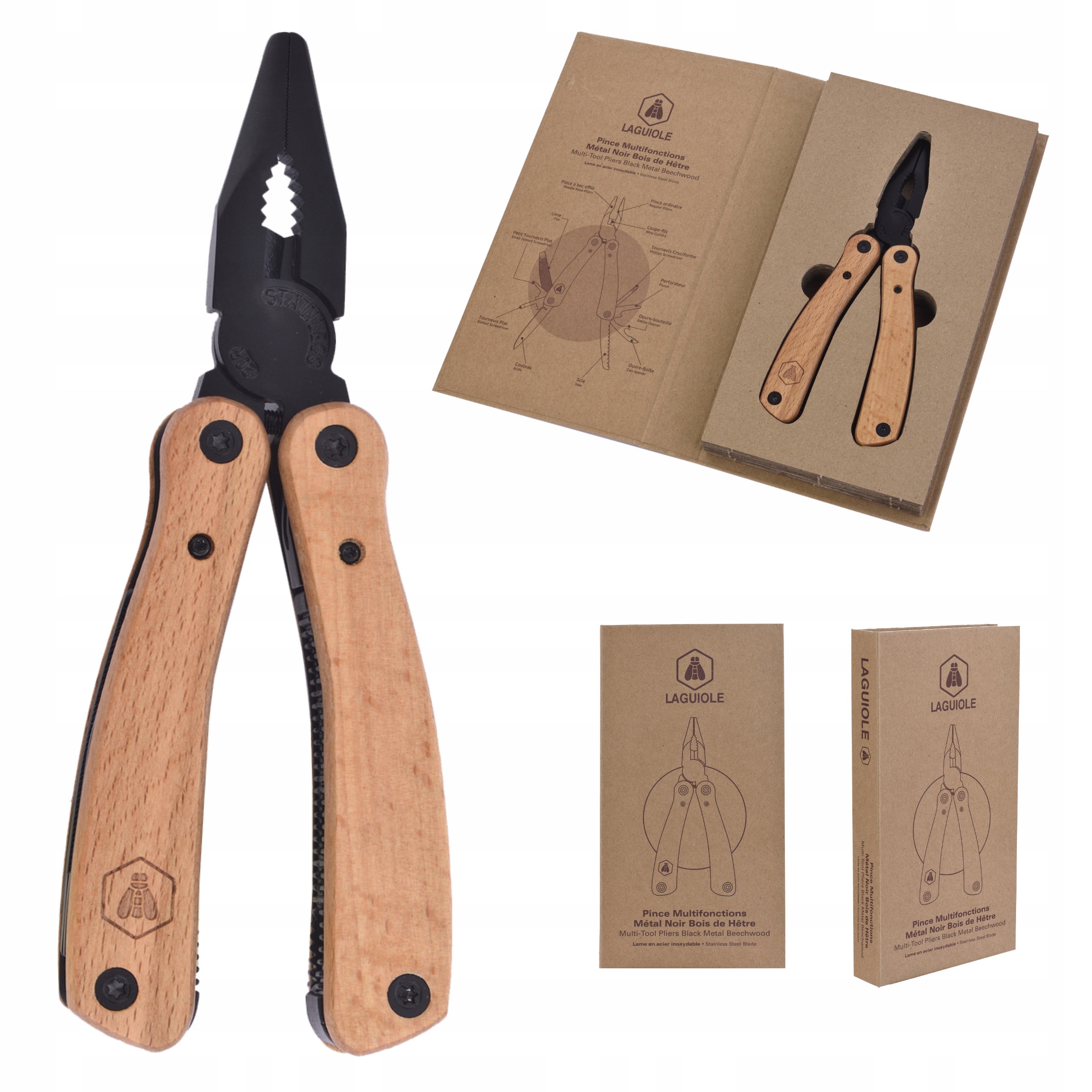 Kombinačky multifunkční kleště multitool Laguiole Bukové Dřevo Ocel