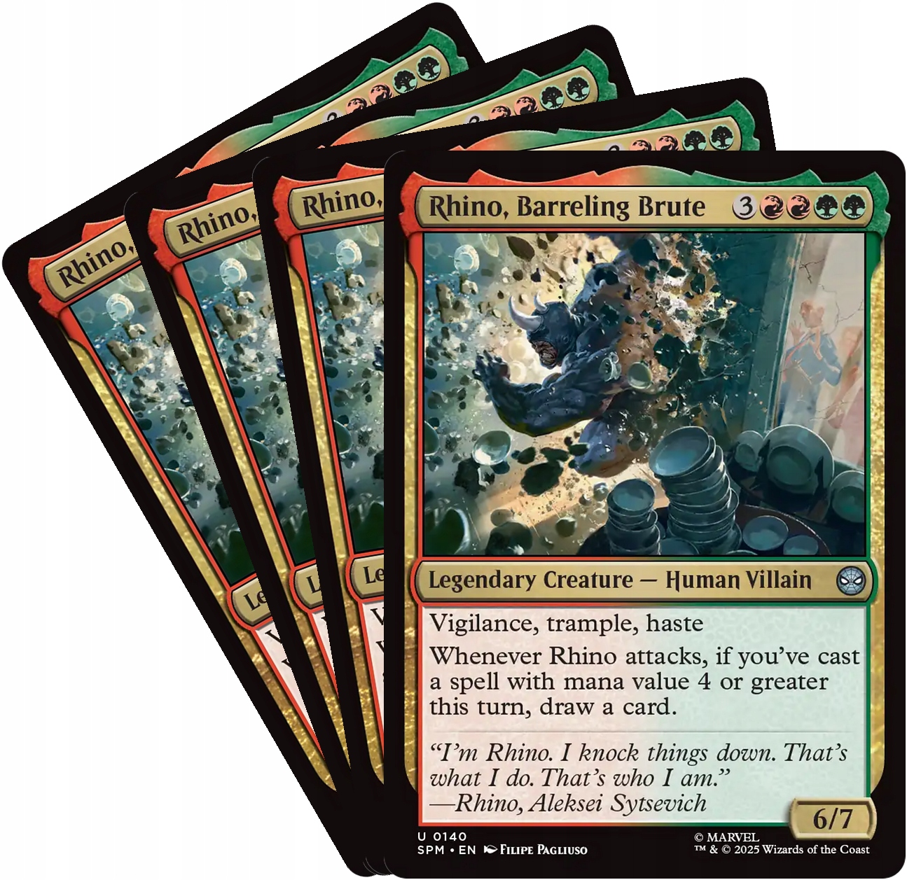 [mtg] Playset: 4x Rhino, Barreling Brute (spm)
