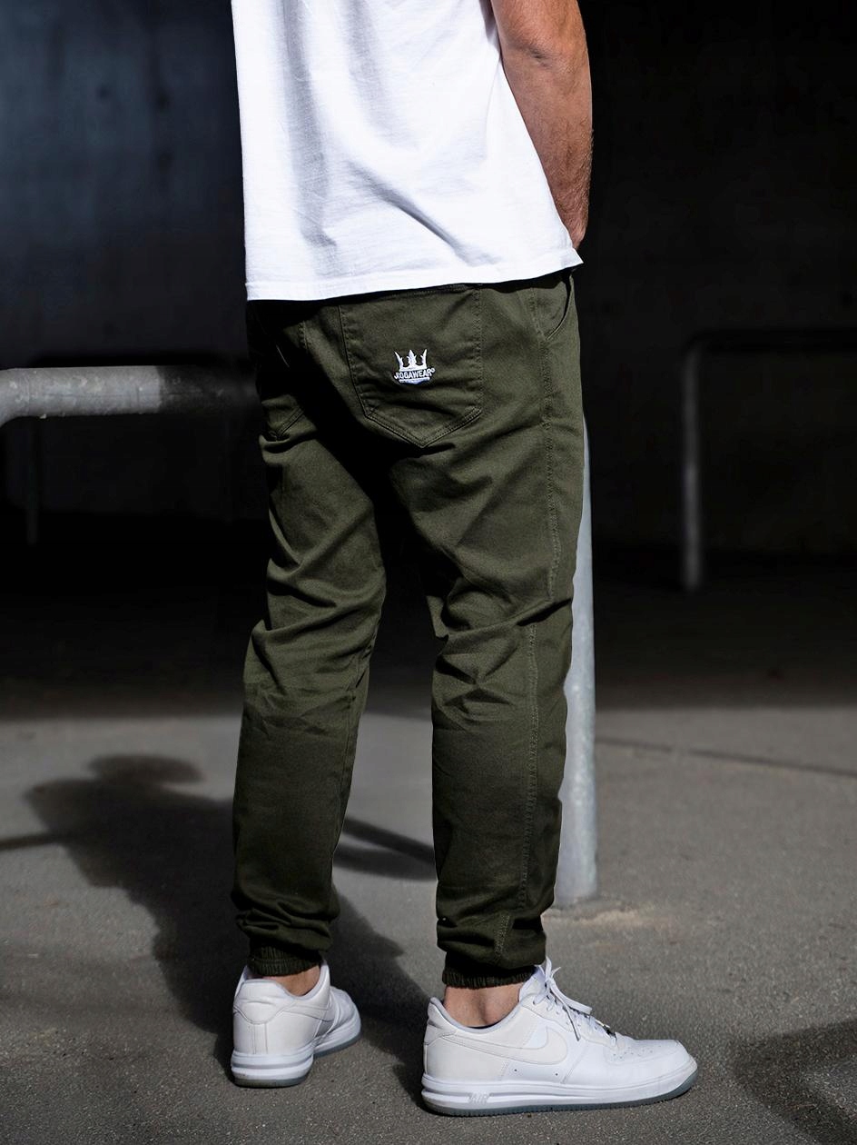 Kalhoty Joggery Jigga Wear New Crown Olive/white vel. XL