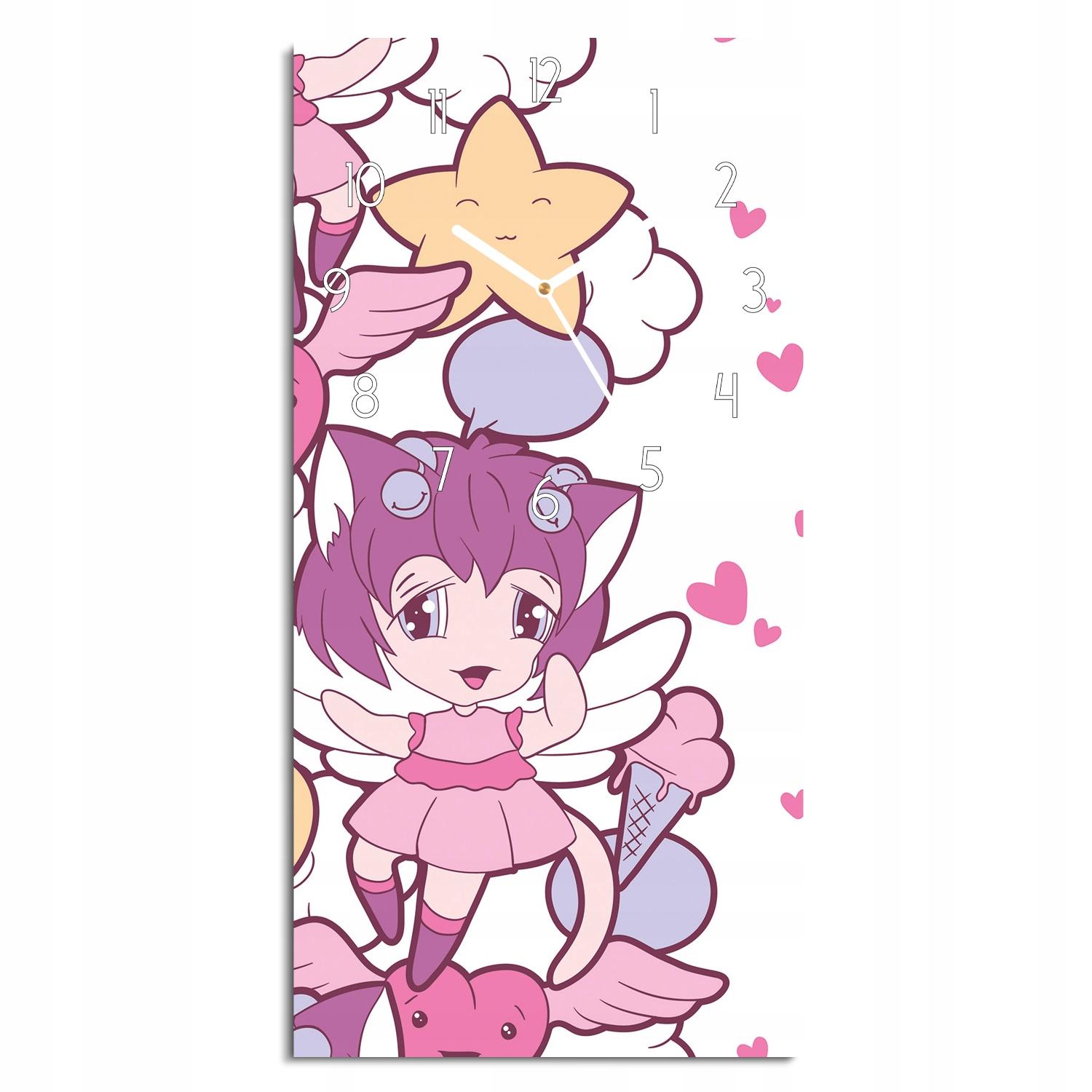 hodiny s fotografií Kočky děti kawaii do pokoje 30x60