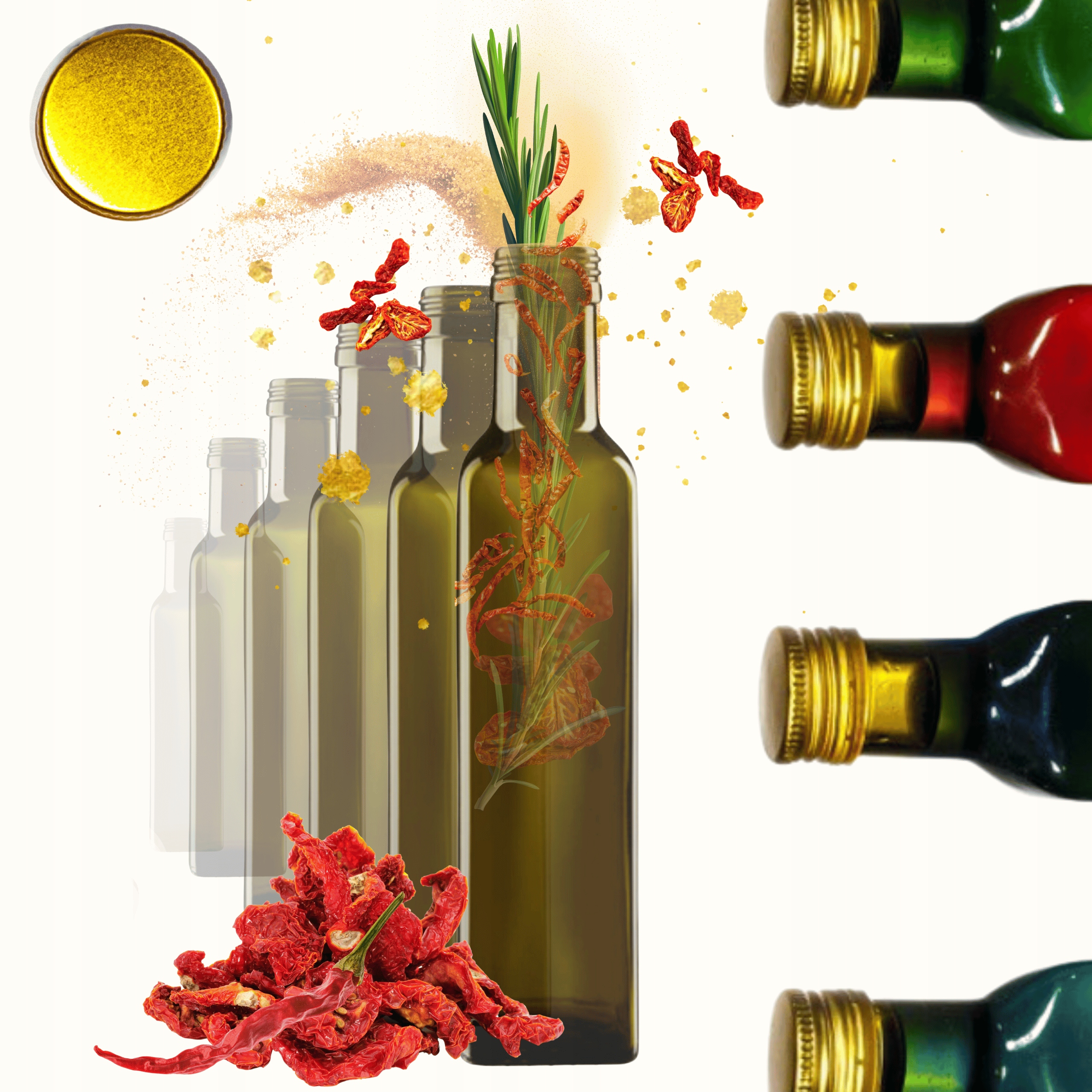 Fľaše 250 ml štvorcové zelené marasky na olej a olivový olej fi31 60ks