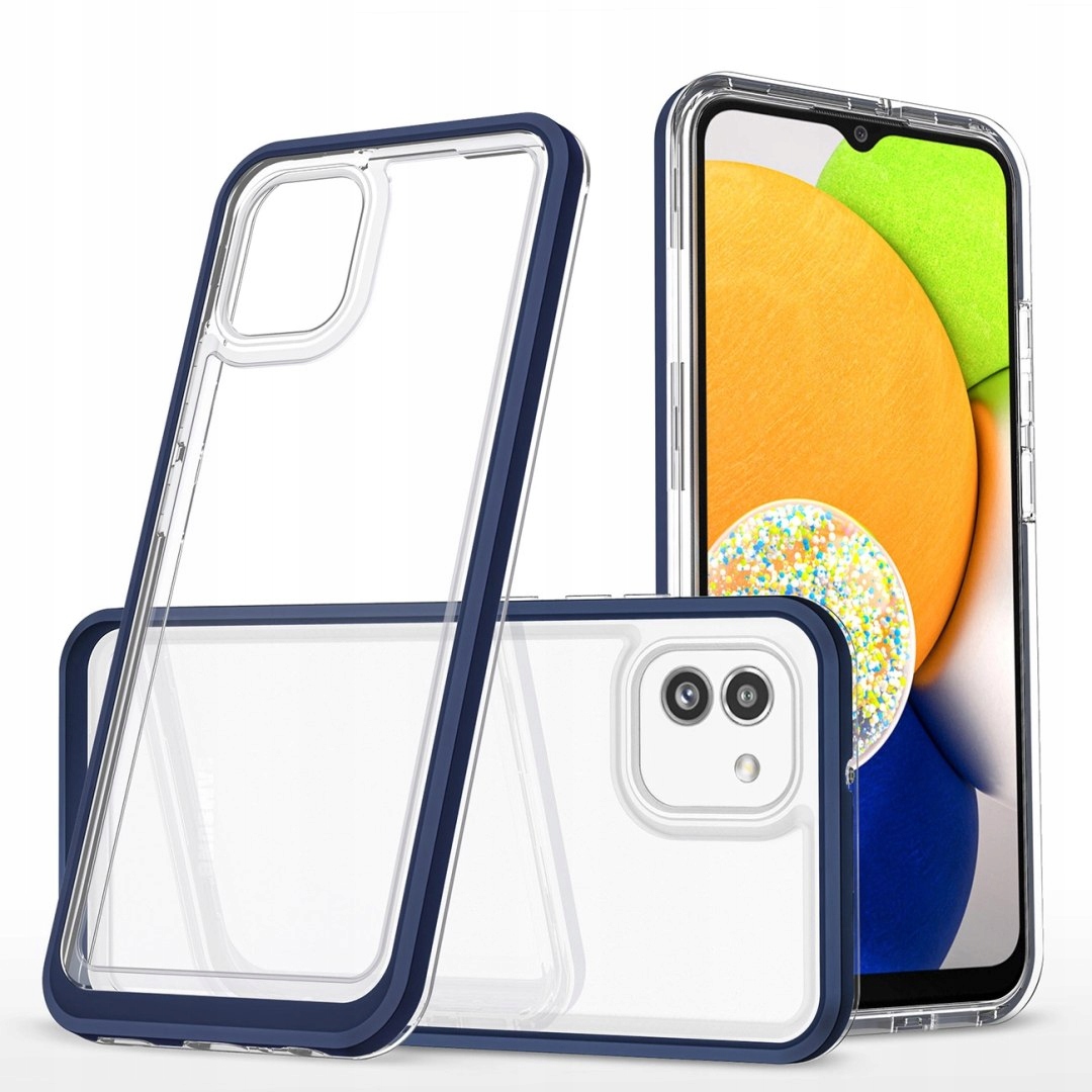 Clear 3in1 etui do Samsung Galaxy A03 silikonowy pokrowiec z ramką niebies