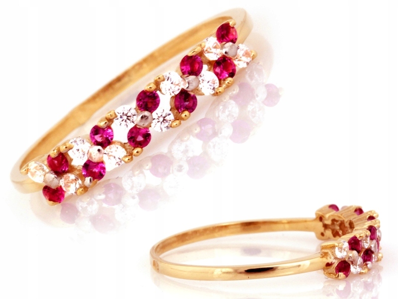 Zlatý Prstýnek 585 14kt s růžovými a bílými zirkony 1,16g r11 jako dárek