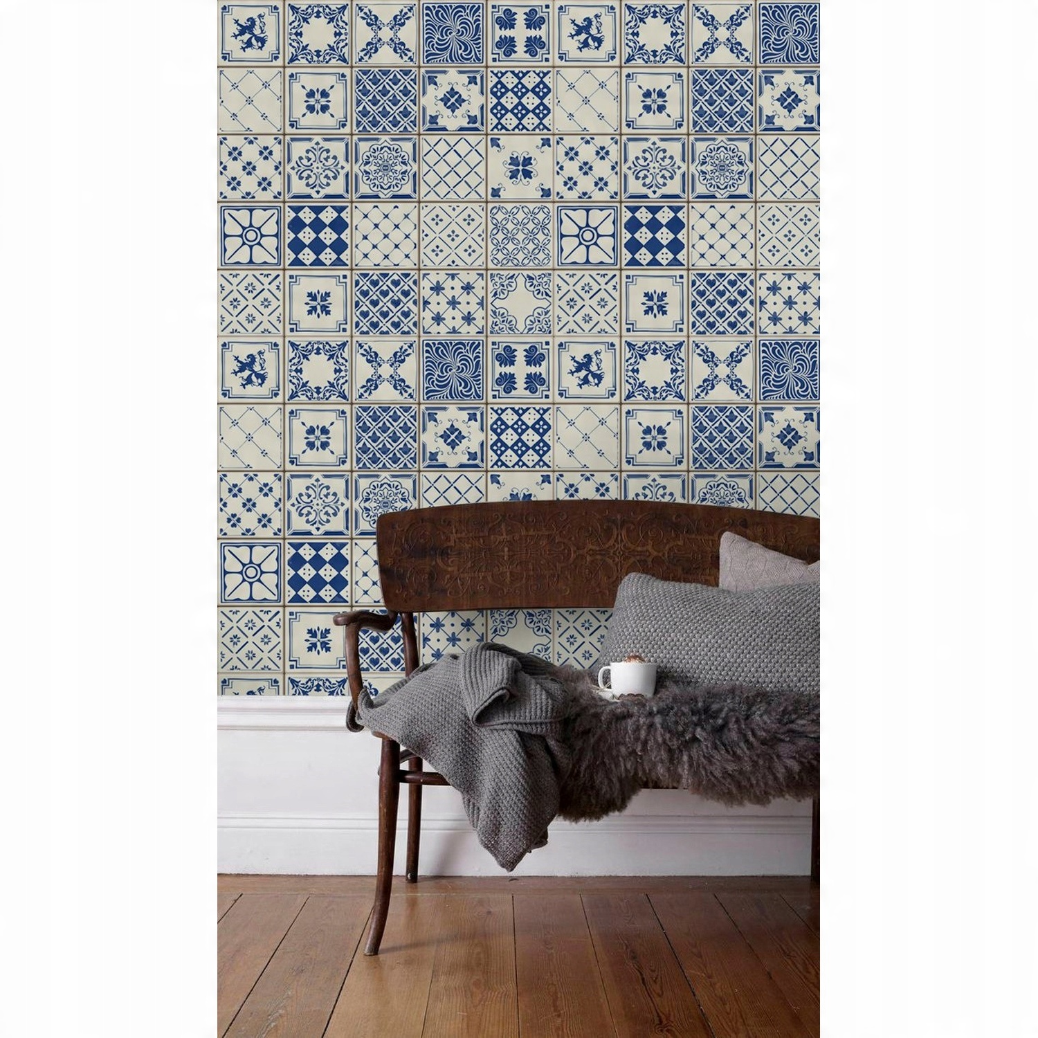 

Fototapeta Niebiesko-biały wzór Azulejos 360x250cm
