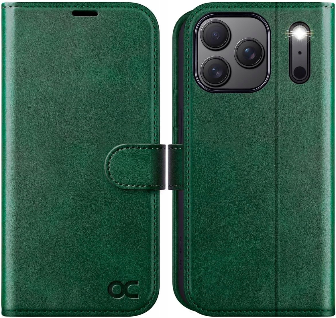 Etui z klapką Pokrowiec Skóra Ocase do Apple iPhone 17 Pro Max Zielony