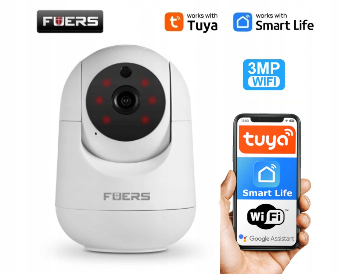 Kamera Obrotowa Wifi Ip Fuers 3MP Tuya Smart Home Sterowanie Telefonem