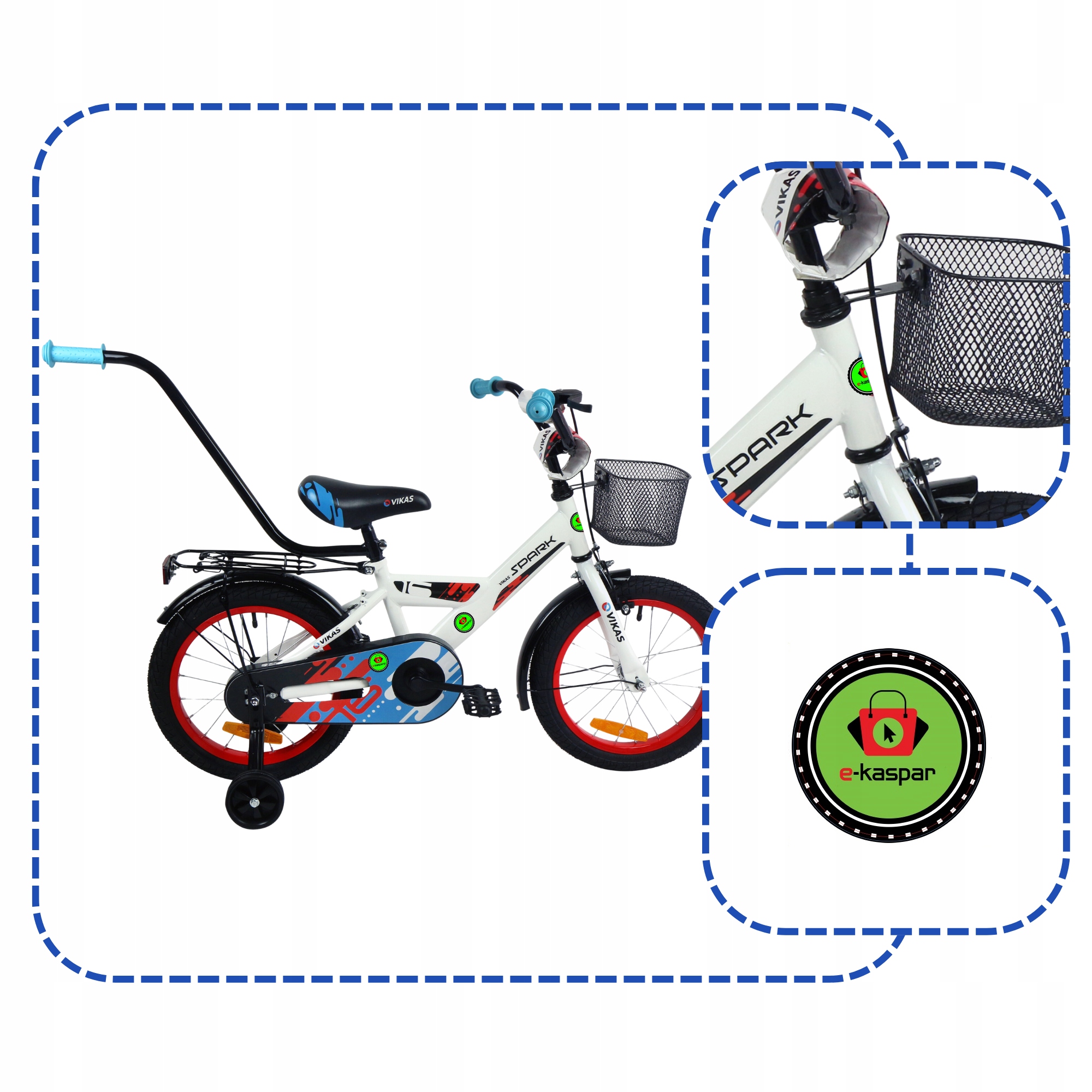 ROWEREK DZIECIĘCY 16 CALI ROWER DLA CHŁOPCA KOSZYK I PROWADNIK + GRATIS Waga 11 kg